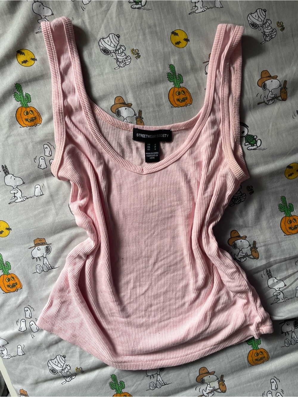 Streetwear Society Light Pink Ribbed Scoop Tank Top